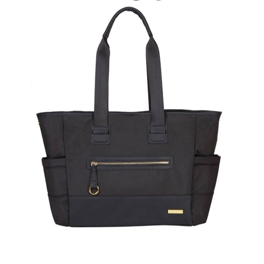 Skip Hop Chelsea Downtown Chic Large Diaper Bag Tote Satchel Black Gold EUC!